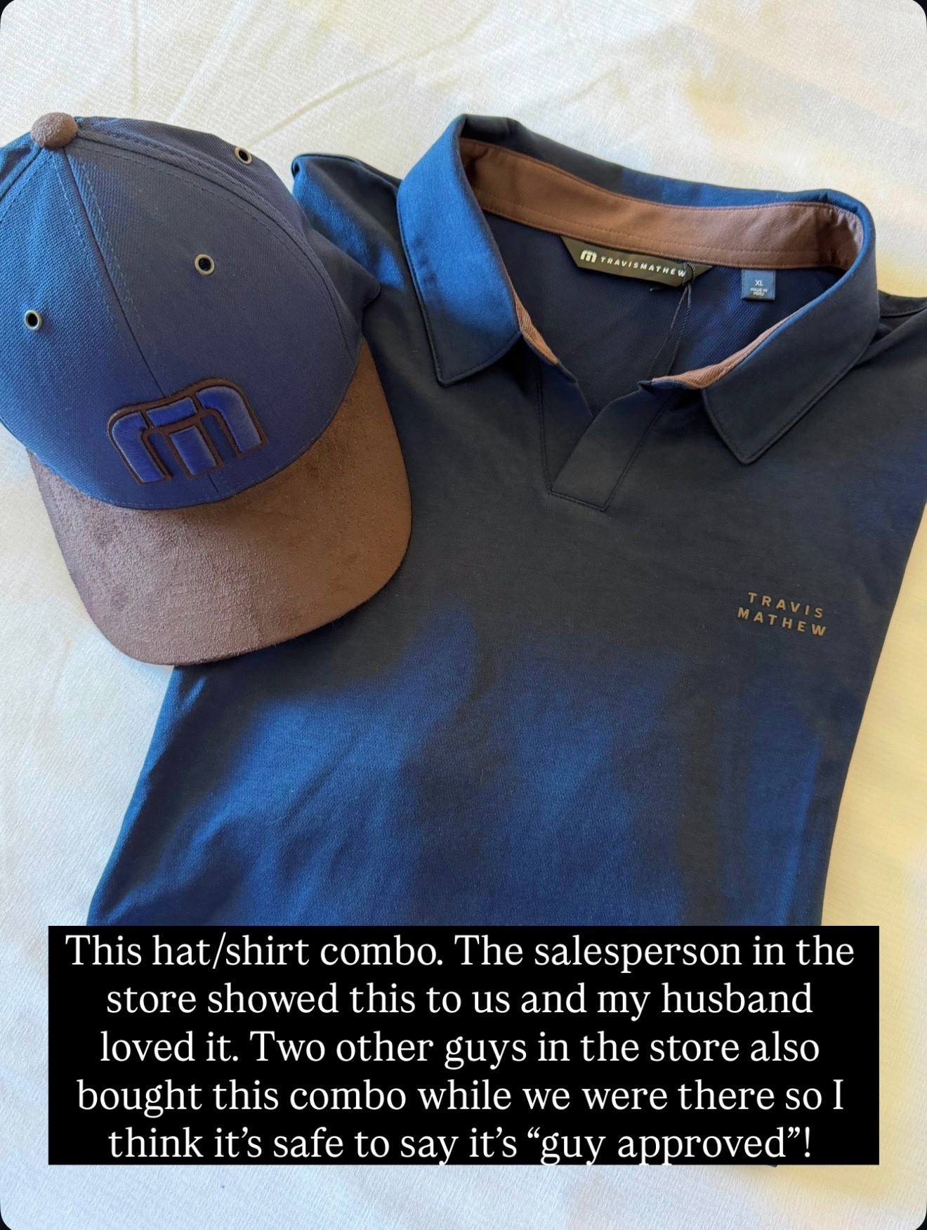 Gifts for him! Love this hat and polo shirt combo as a nice gift set for him. 

Such a nice looking hat that he’ll love and won’t want to return. Love the navy and chocolate brown color combo, brown suede bill and 3D embroidery. There’s also a navy and brown polo shirt that matches the hat and makes such a nice set to give as a gift. The stretch knit shorts are really nice too. My husband loves all three of these items from Travis Mathew! 

Gifts for him, gifts for husband, gifts for dad, gifts for son, gifts for son in law, gifts for father in law, gifts for grandson, gifts for friend, baseball hat, baseball cap 

#LTKFindsUnder100 #LTKMens #LTKGiftGuide