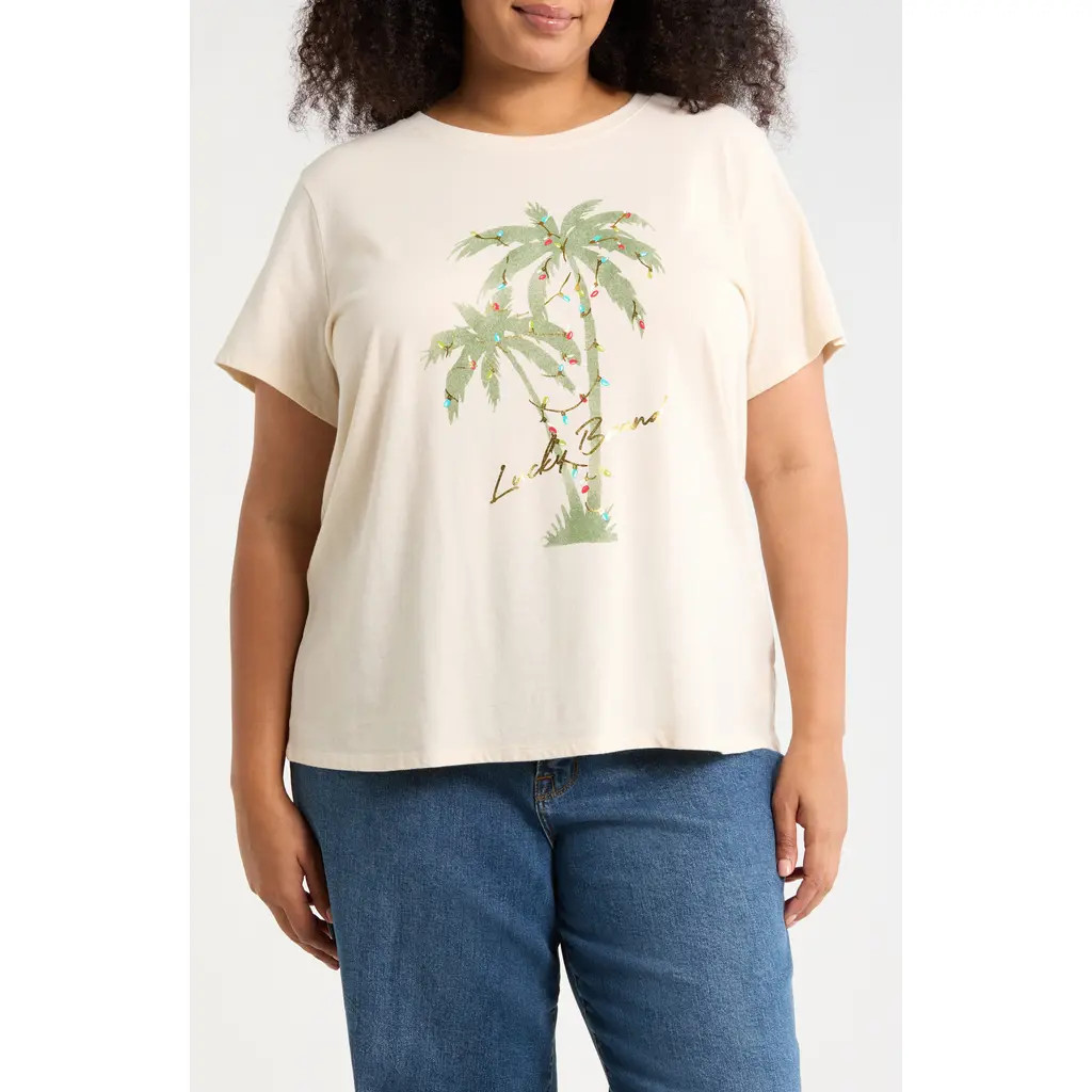 Lucky Brand Palm Lights Long Sleeve Graphic T-Shirt in Whitecap Gray at Nordstrom Rack, Size 3X | Nordstrom Rack