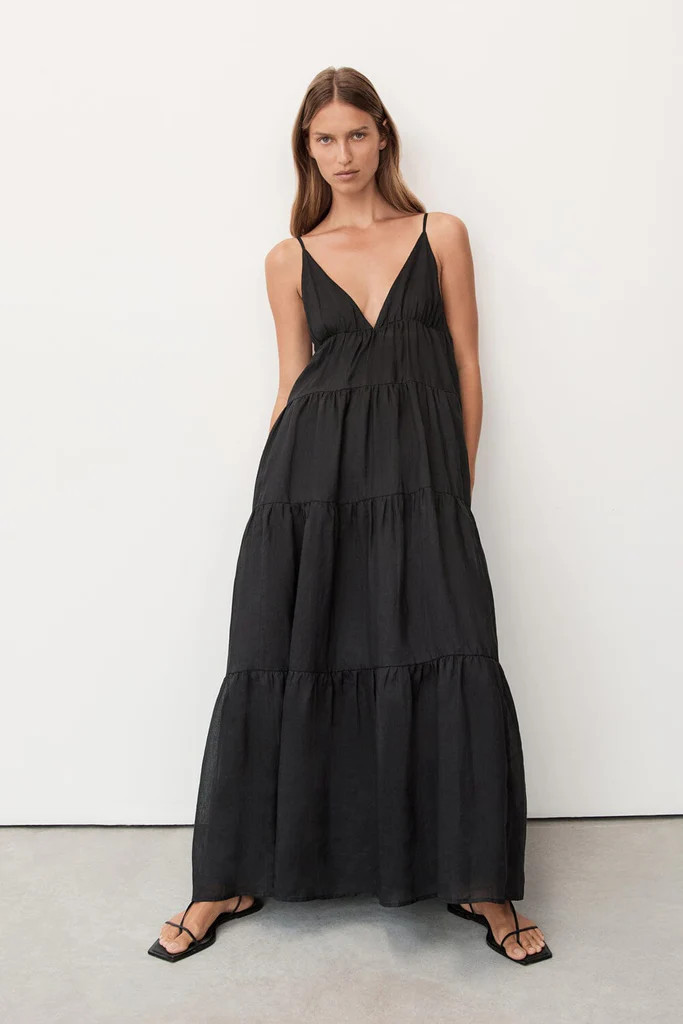 LIZA BLACK RAMIE MIDI DRESS | DISSH