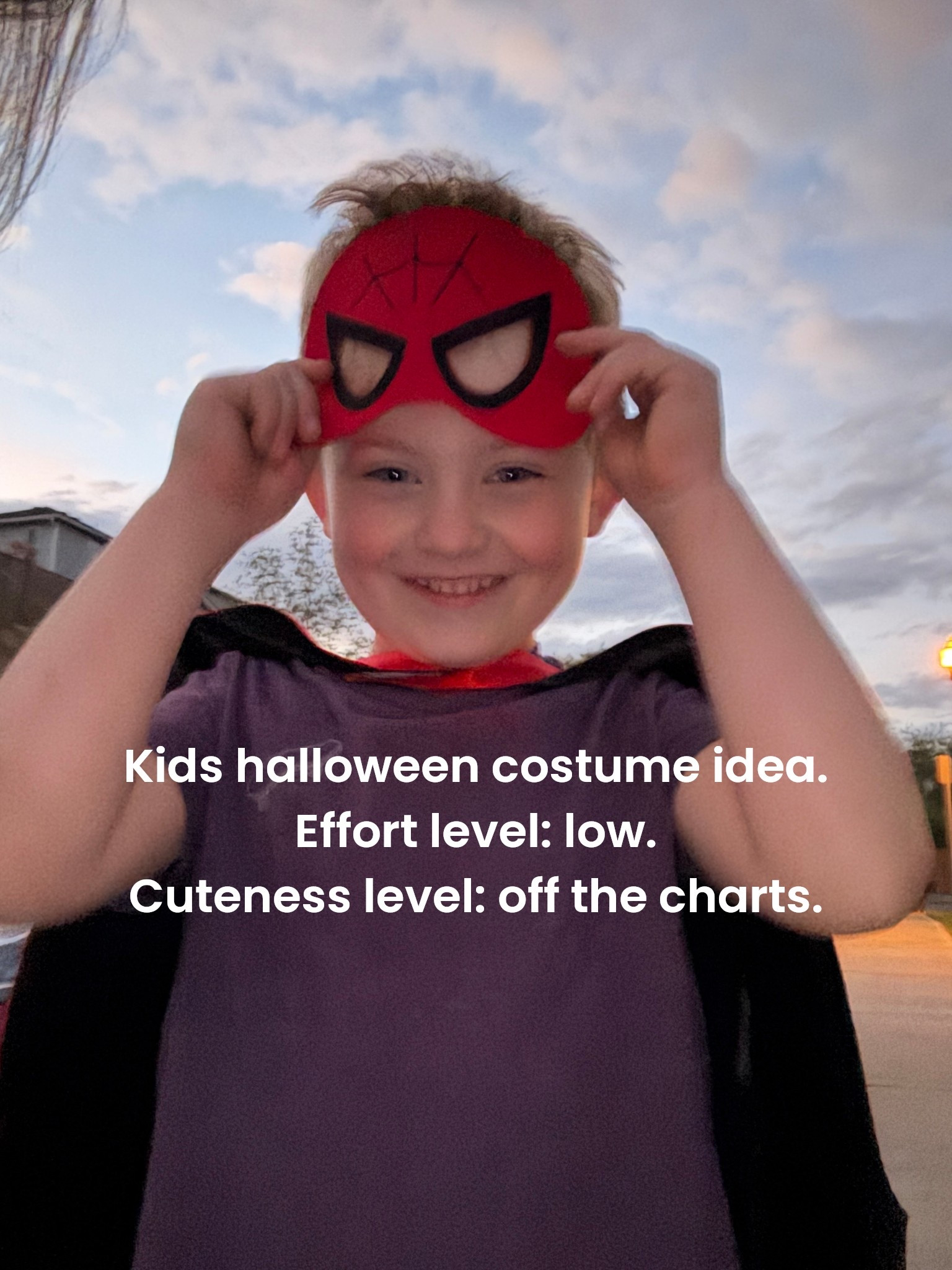 Easy Halloween costume idea 🕷️🕸️
Because sometimes all you need is:
✨ a Spider-Man mask
✨ a cape
✨ and a 5-year-old with unlimited imagination (and zero chill)

No sewing, no stress — just instant hero energy. 💥

👉 Linked the costume pieces so you can recreate this last-minute win.

#LTKKids #LTKSeasonal #halloweencostume #momlife #easyhalloweencostume

#LTKSeasonal #LTKHalloween #LTKKids