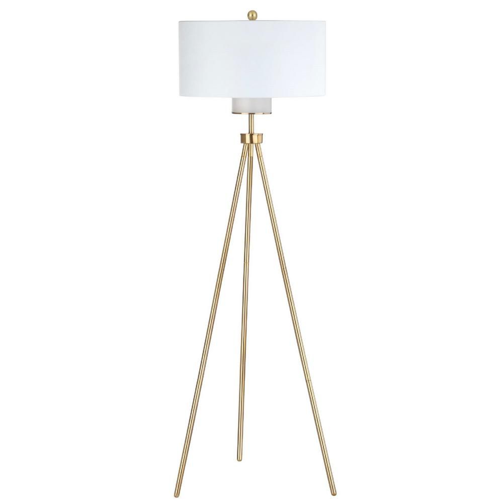 Safavieh Enrica 66 in. Brass/Gold Triangle Floor Lamp with Off-White Shade-FLL4008A - The Home De... | The Home Depot