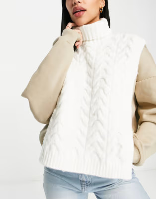 NA-KD cable knit bib in off white | ASOS (Global)