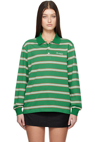 Green Multi Stripe Collared Polo | SSENSE
