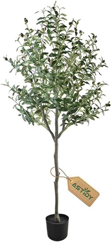 ASTIDY Artificial Olive Tree - 6FT Tall Fake Olive Tree in Pot - Faux Olive Silk Trees - Artificial  | Amazon (US)