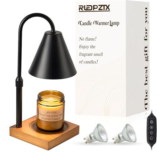 Electric Candle Warmer Lamp with Timer: Candle Warmer Lamp Adjustable Height for All Size Jar Candles, Dimmable Candle Warmer Light with 2 Bulbs for Bedroom Home Decor, Gifts for Women, Black | Amazon (US)