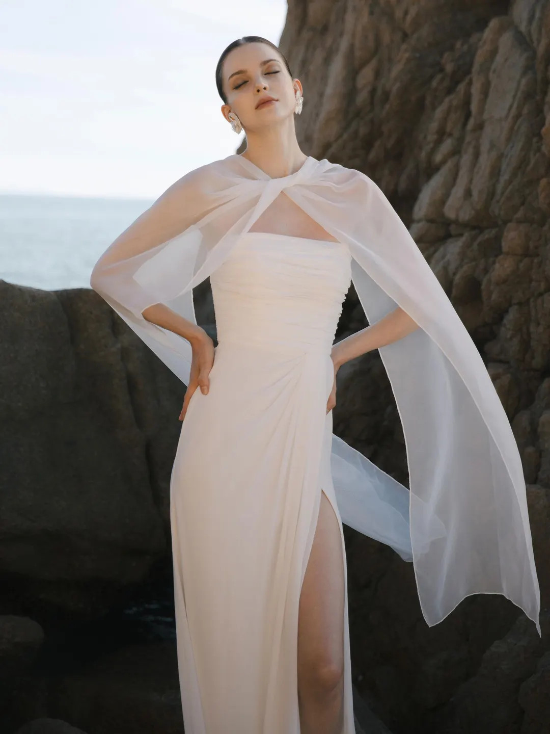 Chiffon Bridal Neck Scarf Custom Wedding Shawl Wrap Bridal Bridal Capelet Boho Wedding Dress Cove... | Etsy (US)
