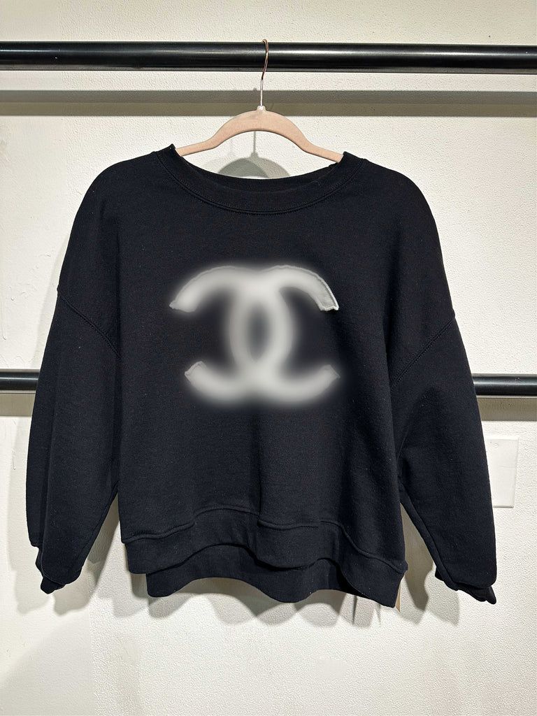 PRE ORDER!! Icon Patch Crop Sweatshirt in Black | Glitzy Bella