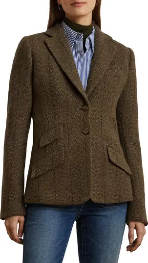 Lauren Ralph Lauren Wool Blend Herringbone Tweed Blazer | Nordstrom | Nordstrom