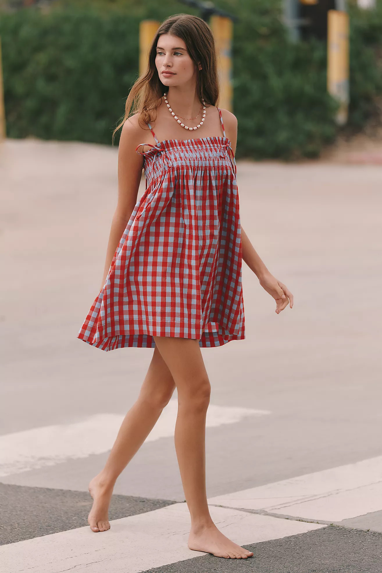 Damson Madder Lilo Smocked Mini Swing Dress | Anthropologie (US)