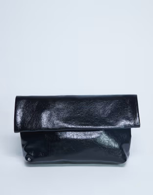 Topshop Georgia folded clutch grab bag in black | ASOS (Global)