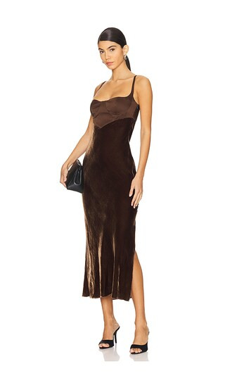 Anna October Carla Midi Dress in Brown. - size L | Revolve Clothing (Global)
