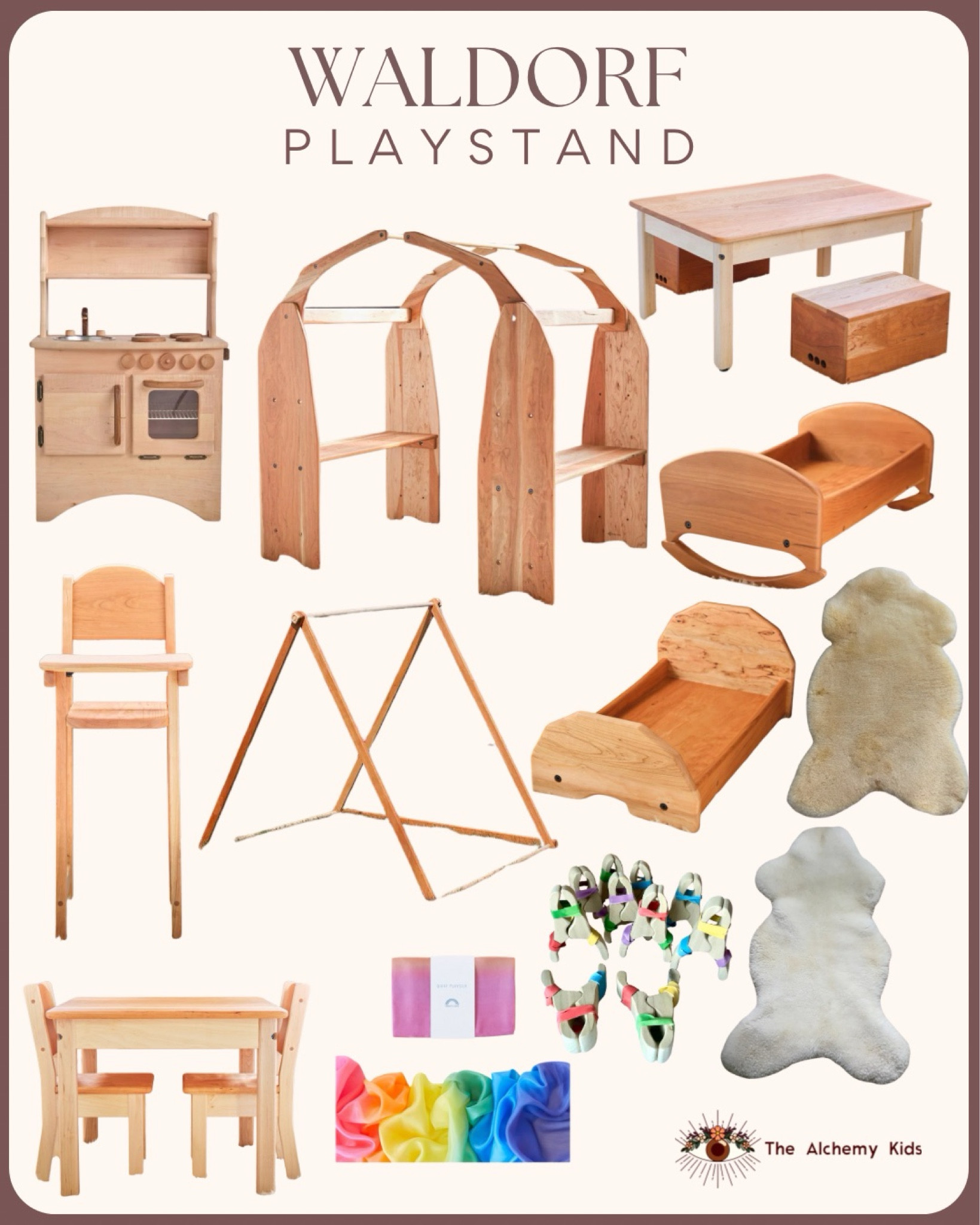 Waldorf Playstand 🌿✨

The Waldorf playstand creates a versatile and inviting space for children to explore their imagination. Underneath its spacious arches, little ones can nurture their dolls, enjoy free play, or set up a cozy play kitchen! 🍽️👶

Paired with a wooden cradle, doll high chair, and natural play silks, this setup fosters gentle, nurturing play. The playstand can also transform into a restful reading nook—made extra cozy with these beautiful, natural sheepskins. 📚💤

Encourage creativity, storytelling, and independent play with timeless heirloom-quality Waldorf furniture and toys! 🌈

#WaldorfToys 🌿 #WaldorfPlayroom ✨ #WoodenToys 🛠️ #OpenEndedPlay 💡 #CreativePlay 🎭 #HeirloomQuality 🎁 #NaturalToys 🍃 #PlayBasedLearning 📚 #DollPlay 🧸 #CozySpaces 🏡 #ReadingNook 📖 #EcoFriendlyLiving 🌍

#LTKKids