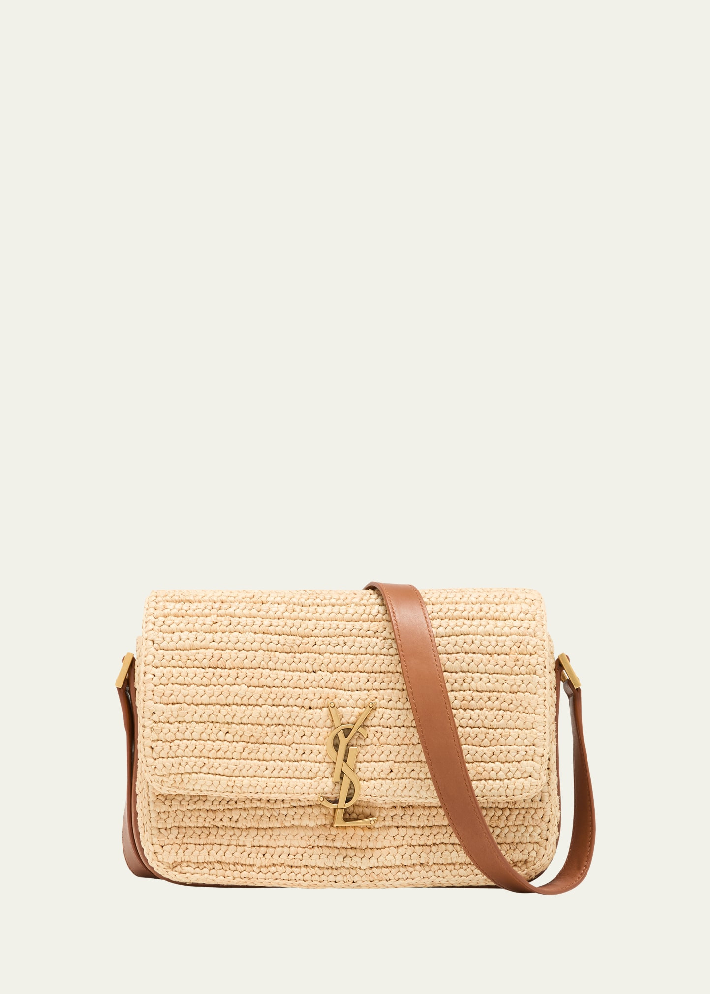 Saint Laurent Medium YSL Flap Raffia Shoulder Bag | Bergdorf Goodman