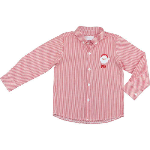 Red Stripe Santa Button Down Shirt | Cecil and Lou