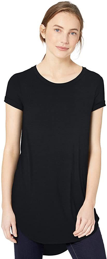 Daily Ritual Women's Jersey Standard-Fit Short-Sleeve Open Crewneck Tunic | Amazon (US)