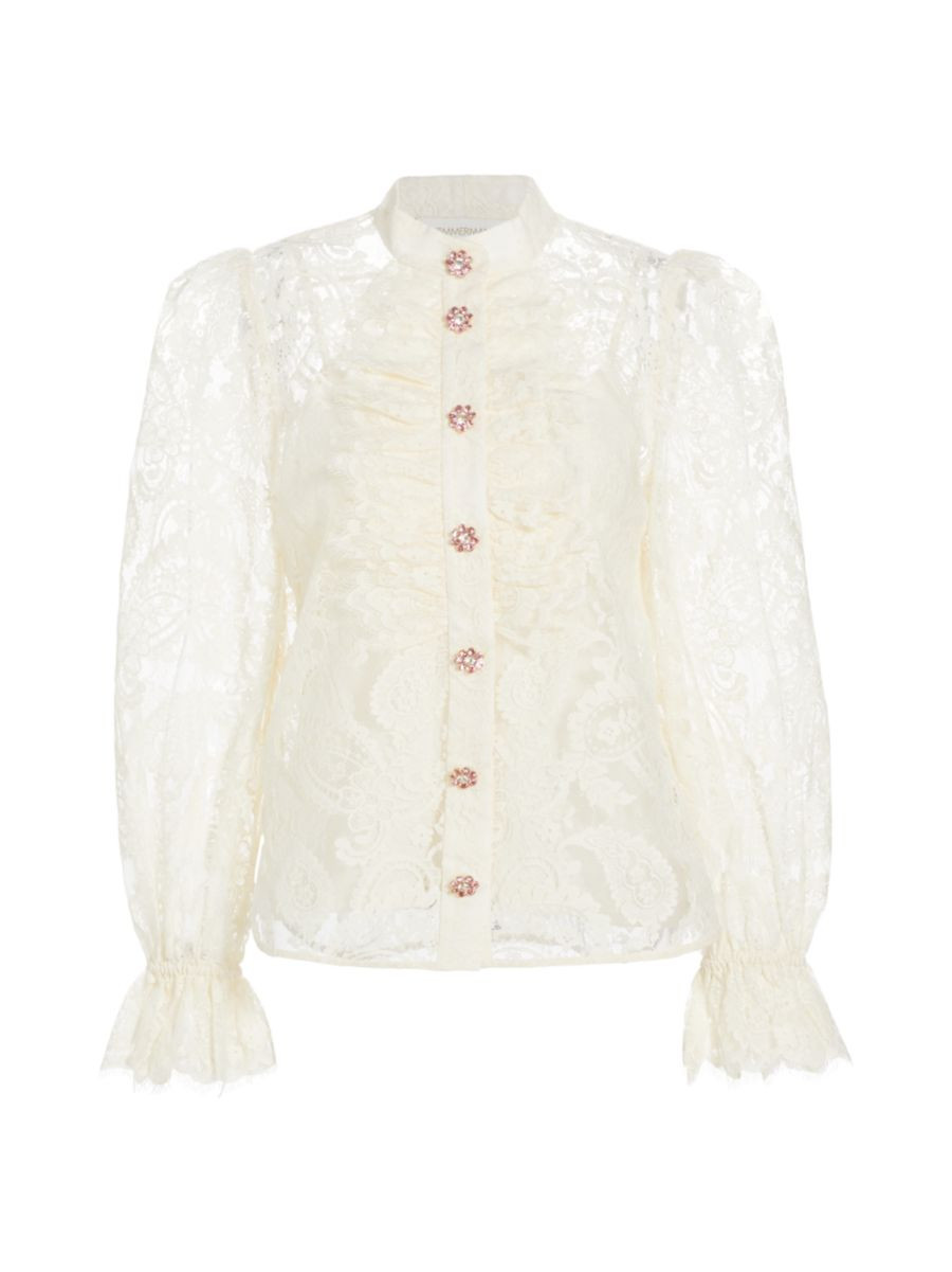 Lyrical Cotton-Blend Lace Blouse | Saks Fifth Avenue
