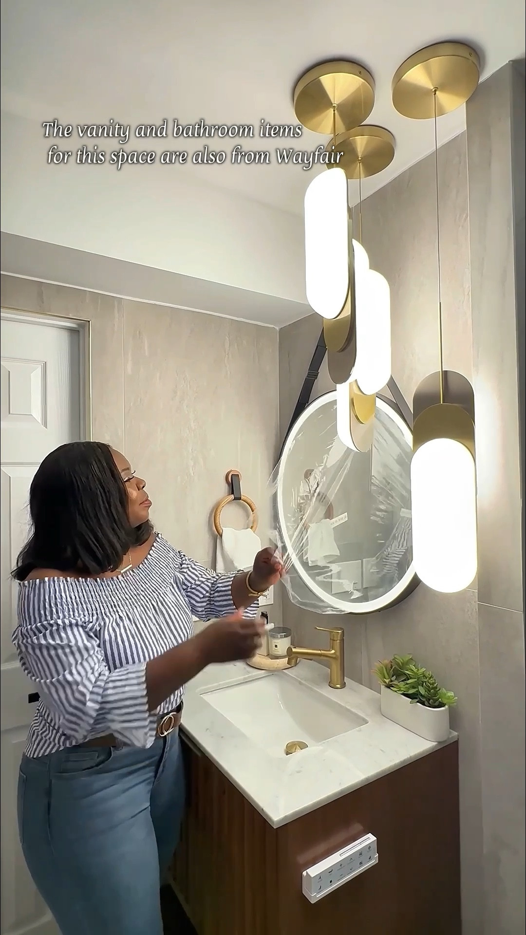 Before and after small bathroom upgrade! #wayfair #bathroomdecor 

#LTKHome #LTKSeasonal #LTKSaleAlert