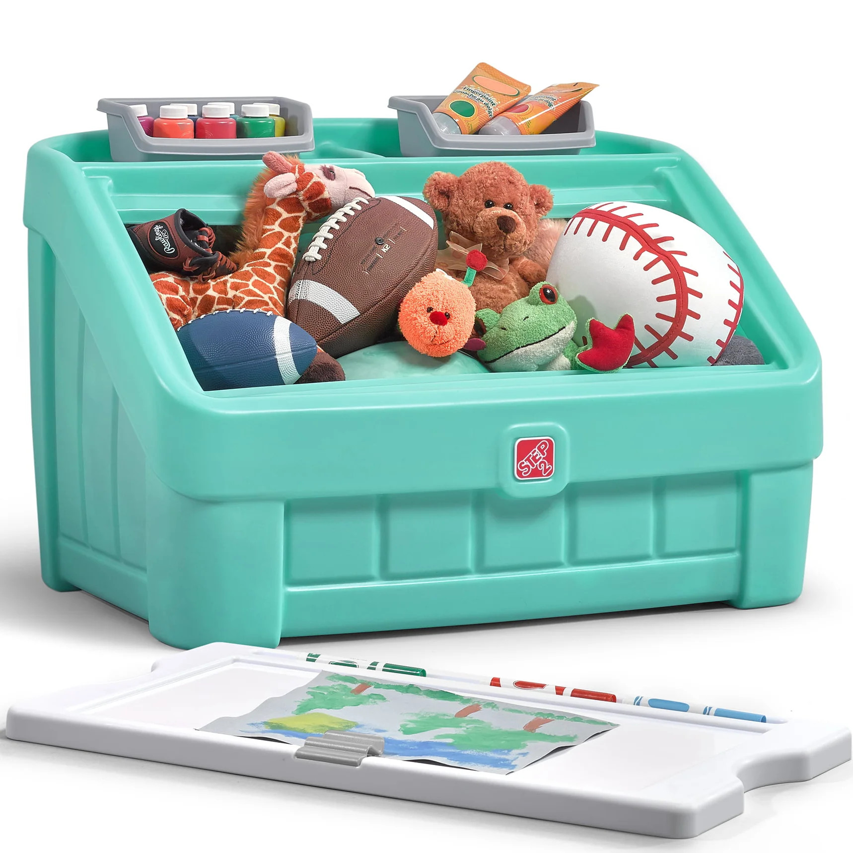 Step2 2-in-1 Mint Toy Storage Box with Art Lid for Toddlers - Walmart.com | Walmart (US)