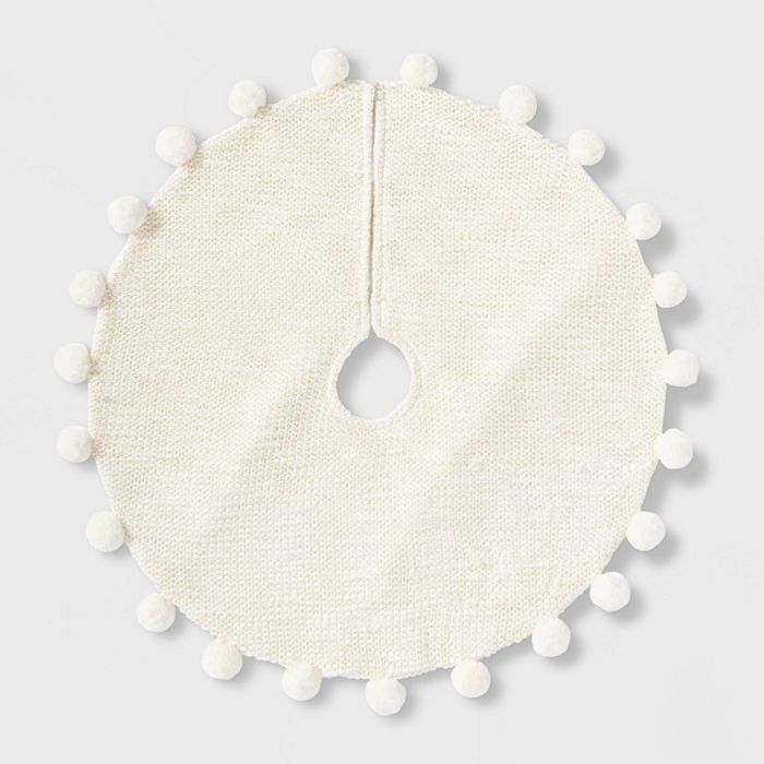 Knit Pompom Christmas Tree Skirt Cream - Wondershop™ | Target