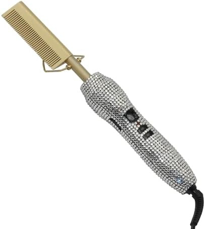 Diamond Electric Hot Comb,Bling Hot Comb Electric for Wigs,Crystal Hair Straightener Brush for Wo... | Amazon (US)