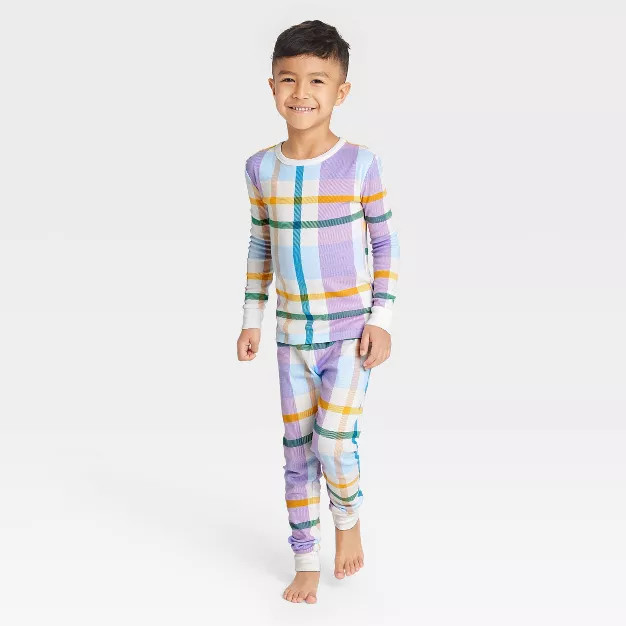 Kid's Plaid Matching Family Pajama Set - White | Target