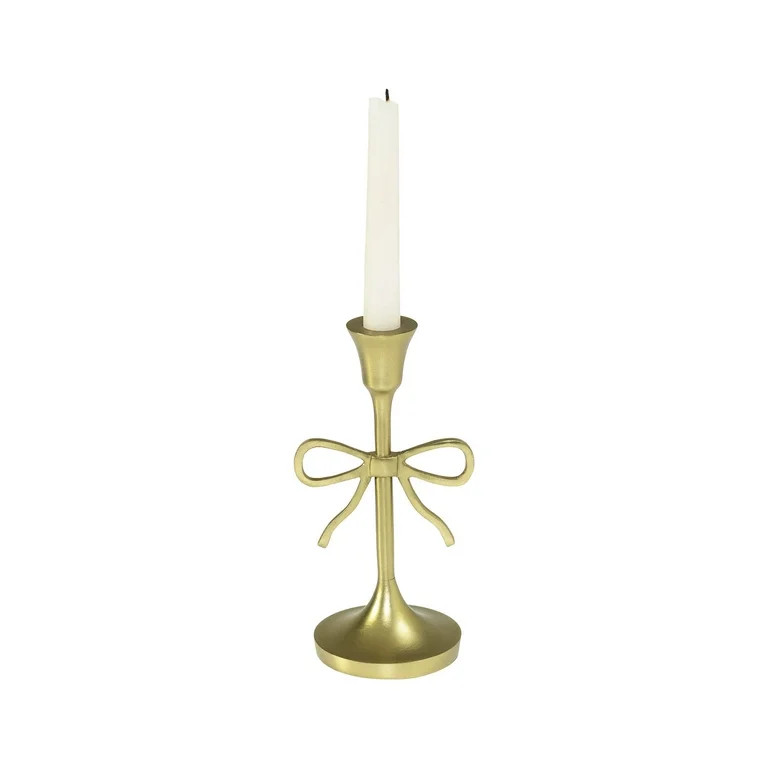 My Texas House Metal Bow Taper Candle Holder, 8", Gold | Walmart (US)