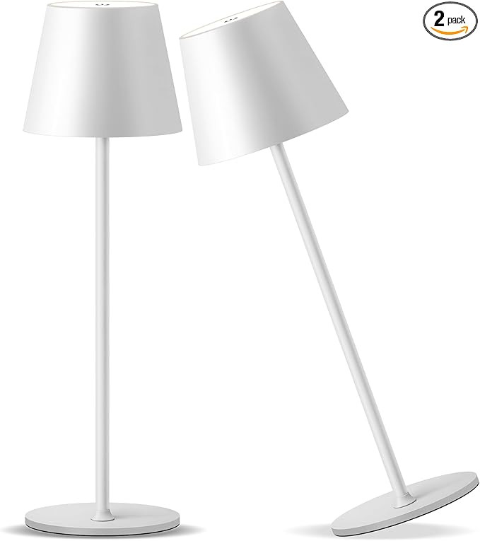 Cordless Rechargeable Table Lamp Set of 2, 4000mAh Battery Powered LED Desk Lamp, 3 Color Steples... | Amazon (US)
