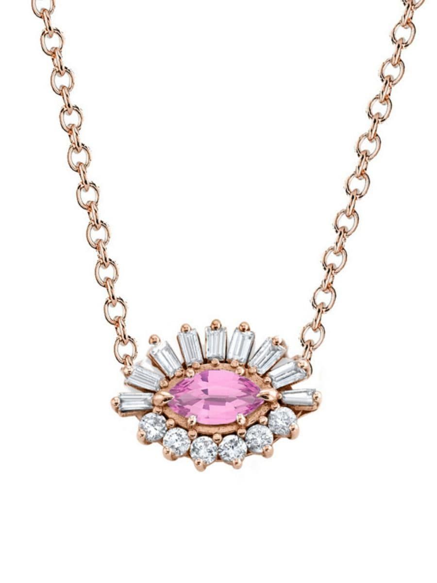 Boho 18K Rose Gold, Sapphire, & 1.2 TCW Diamond Evil Eye Pendant Necklace | Saks Fifth Avenue
