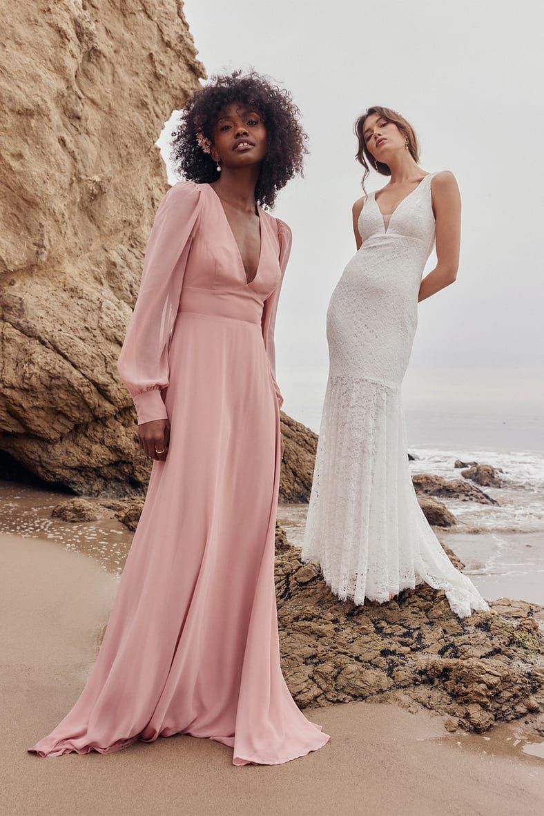 Talk About Divine Blush Long Sleeve Backless Maxi Dress | Spring Bridesmaid Dress - Pink Bridesmaid  | Lulus (US)