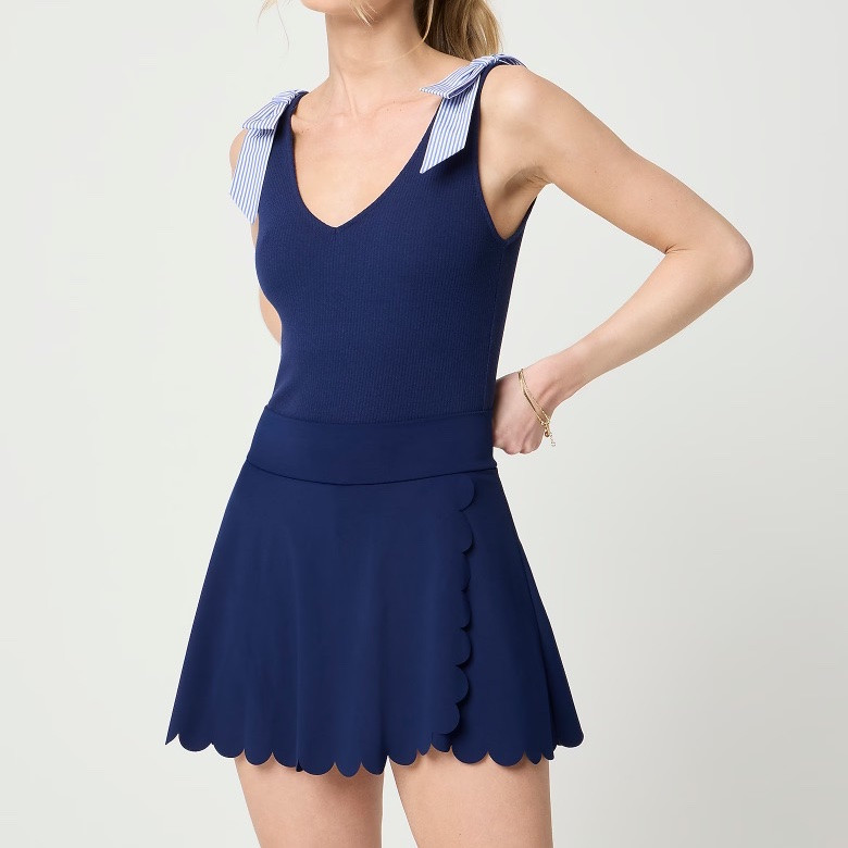 Scalloped navy blue tennis skirt

#LTKSeasonal #LTKSaleAlert