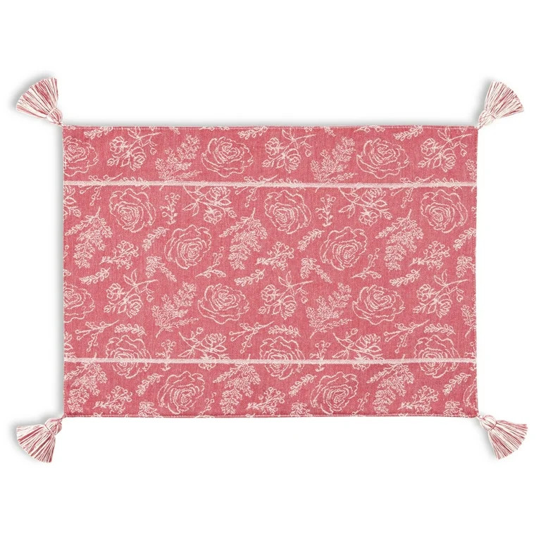The Pioneer Woman Wishful Winter Jacquard Rose Fabric Placemat, Multicolor, 14"x20", 1 Piece | Walmart (US)
