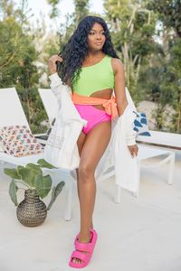 Under The Sun Neon Green One Piece Swimsuit | Pink Lily