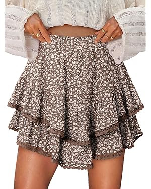 onlypuff Flowy Shorts for Women Ruffle Skorts Mini Skirts High Waisted Teen Gilrs Tennis Skort Su... | Amazon (US)