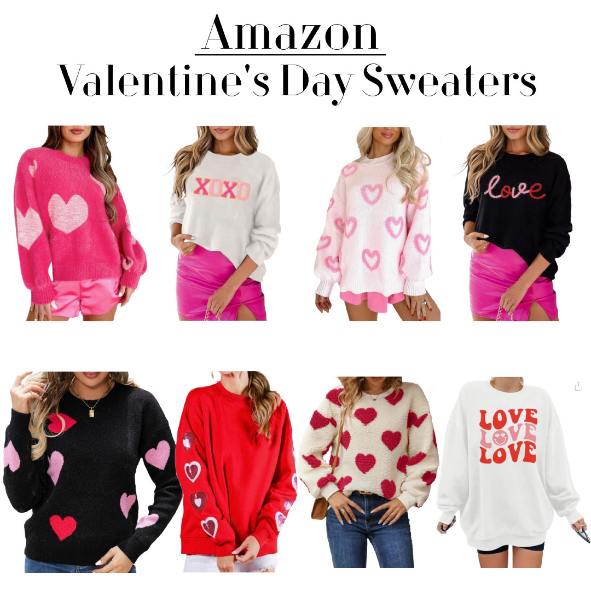 Valentine’s Day sweaters from Amazon. These heart sweaters, love sweaters are cute Amazon fashion finds. 


#LTKfindsunder100 #LTKSeasonal #LTKover40
