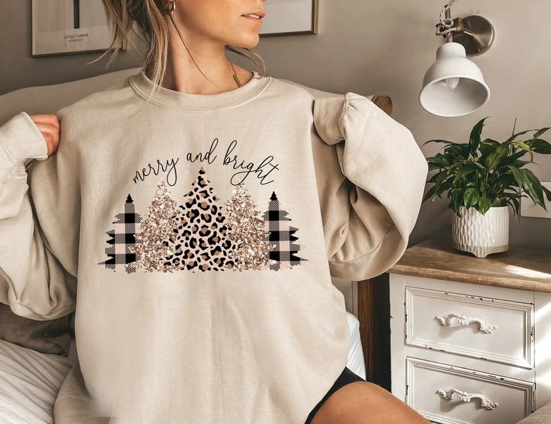 Christmas Tree Sweatshirt Vintage Christmas Sweater Merry - Etsy | Etsy (US)