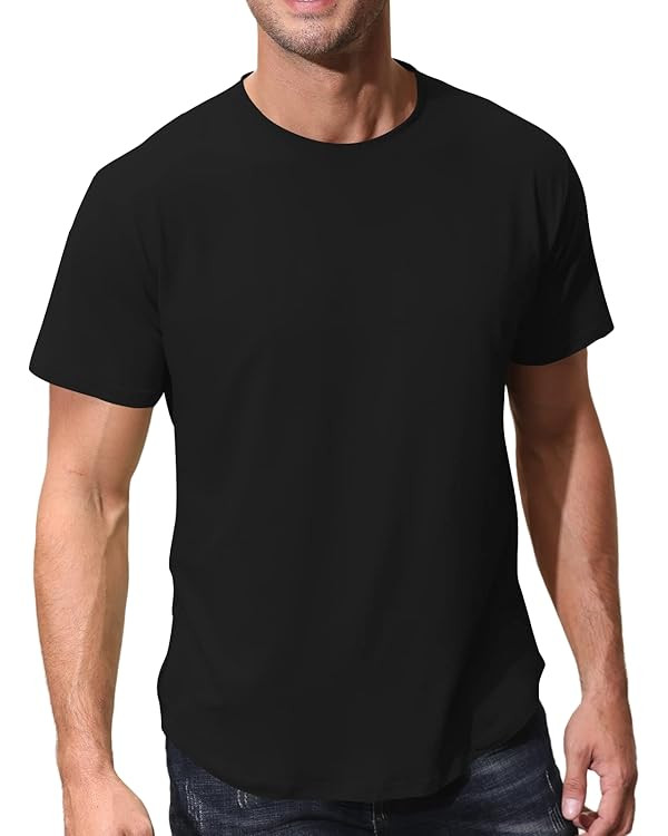 Lexiart Men's Short Sleeve Workout Shirts Quick Dry Athletic Gym Slim Fit Cotton Crewneck Shirts | Amazon (US)