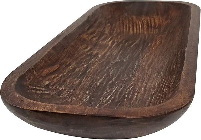 BNDPLUS Wooden Dough Bowl Antique Walnut Reddish Brown Vintage, Long Dough Bowl Large, centerpiec... | Amazon (US)