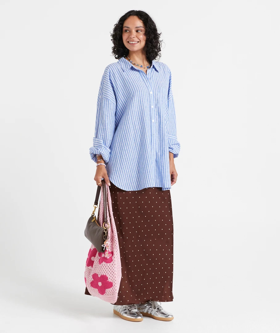ZALI LINEN BLEND STRIPE SHIRT | Sportsgirl