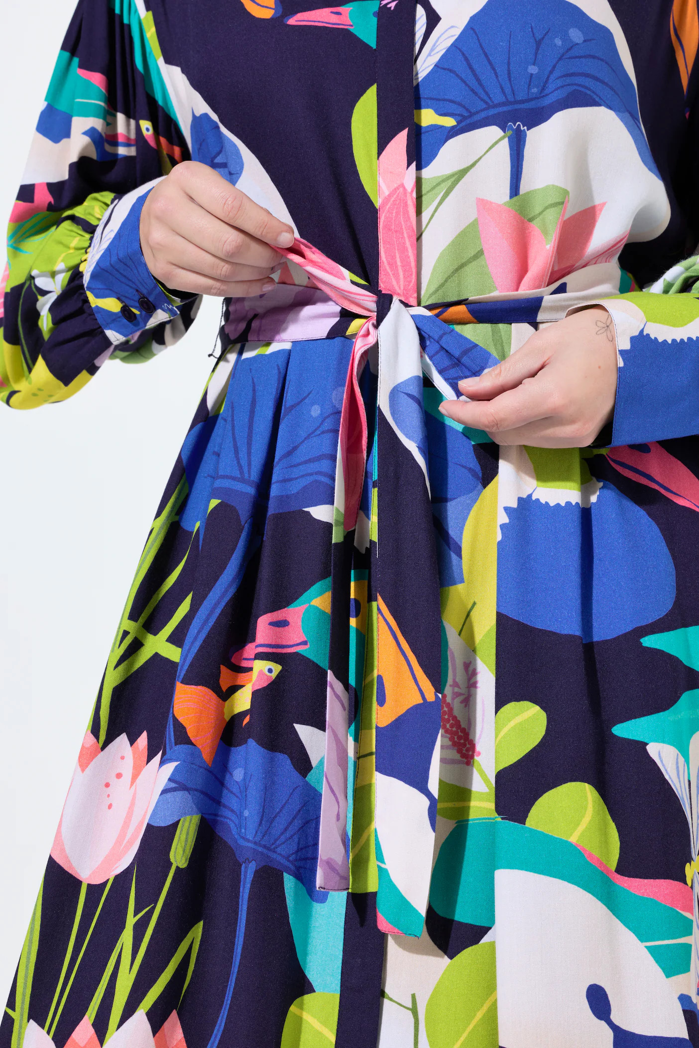 Country Print Balloon Sleeve Maxi Dress | Ulla Popken - US