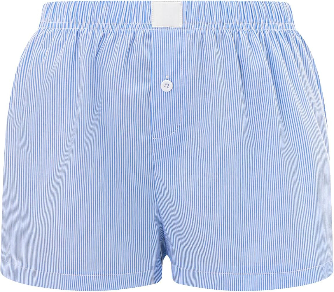 Womens Y2k Cute Plaid Striped Print Pajama Boxer Shorts Gingham Lounge PJ Bottoms Shorts Checkere... | Amazon (US)