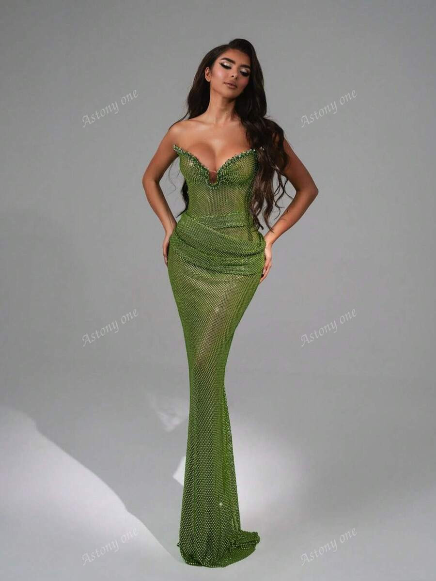 Astony One New Women's Strapless Elegant And Atmospheric Evening Dress Dress | SHEIN