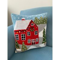 Punch Needle Christmas Pillow Case, Winter Cushion Cover, Merry Gift | Etsy (US)