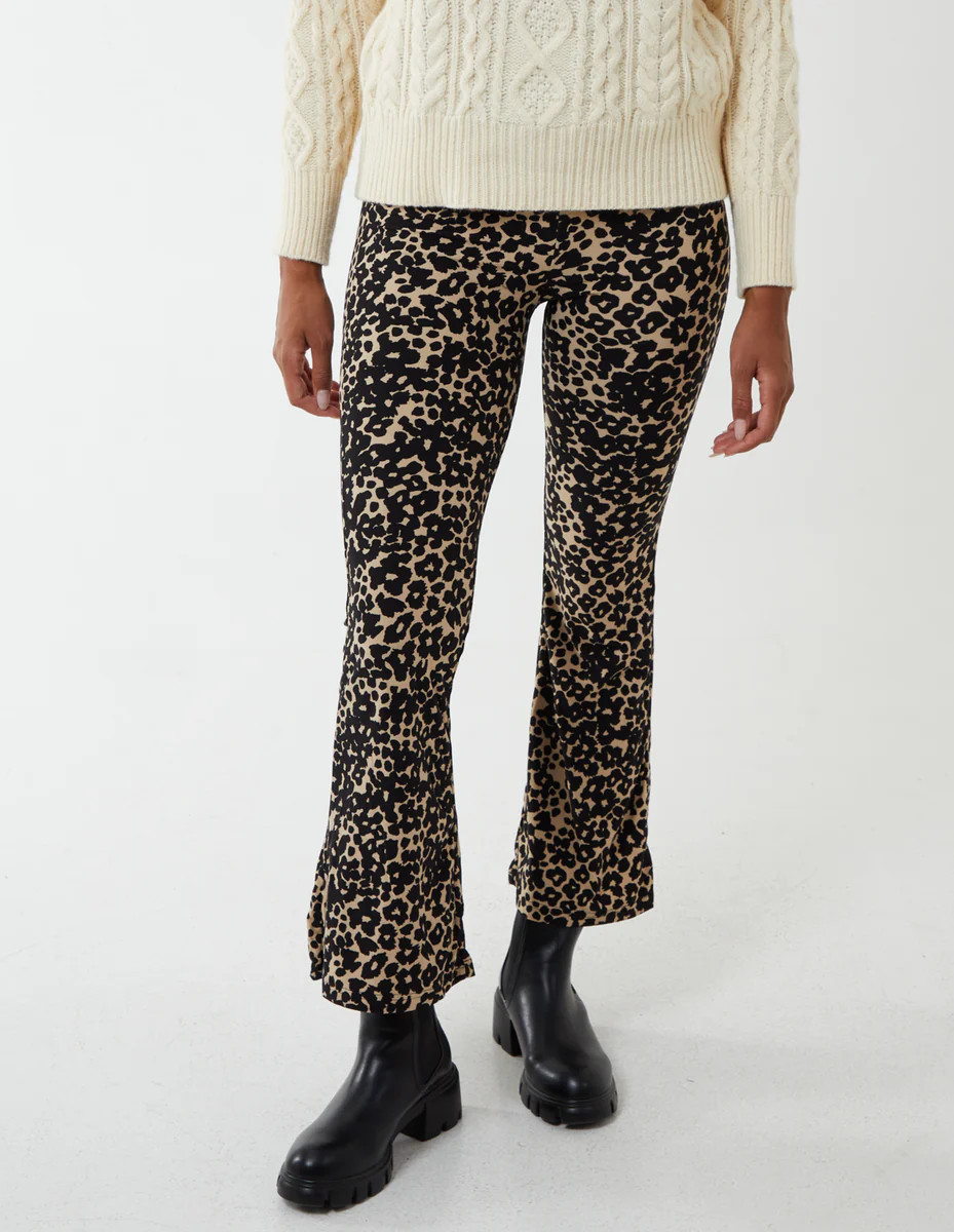 Stone | Leopard Print Flared Pants | Blue Vanilla | Blue Vanilla