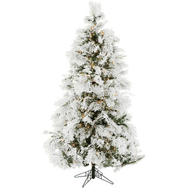 Fraser Hill Farm Flocked Snowy Pine Christmas Tree,Various Sizes & Lighting Options | Fraser Hill Farm