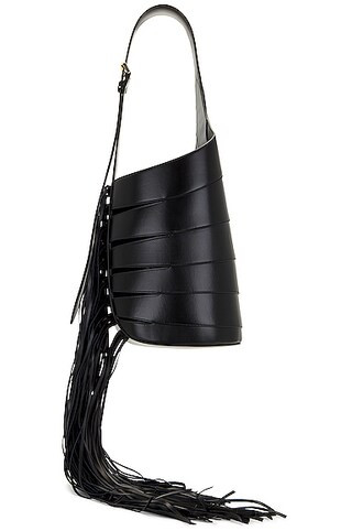ALAÏA Medium Babel Fringe Hobo Bag in Noir | FWRD | FWRD 