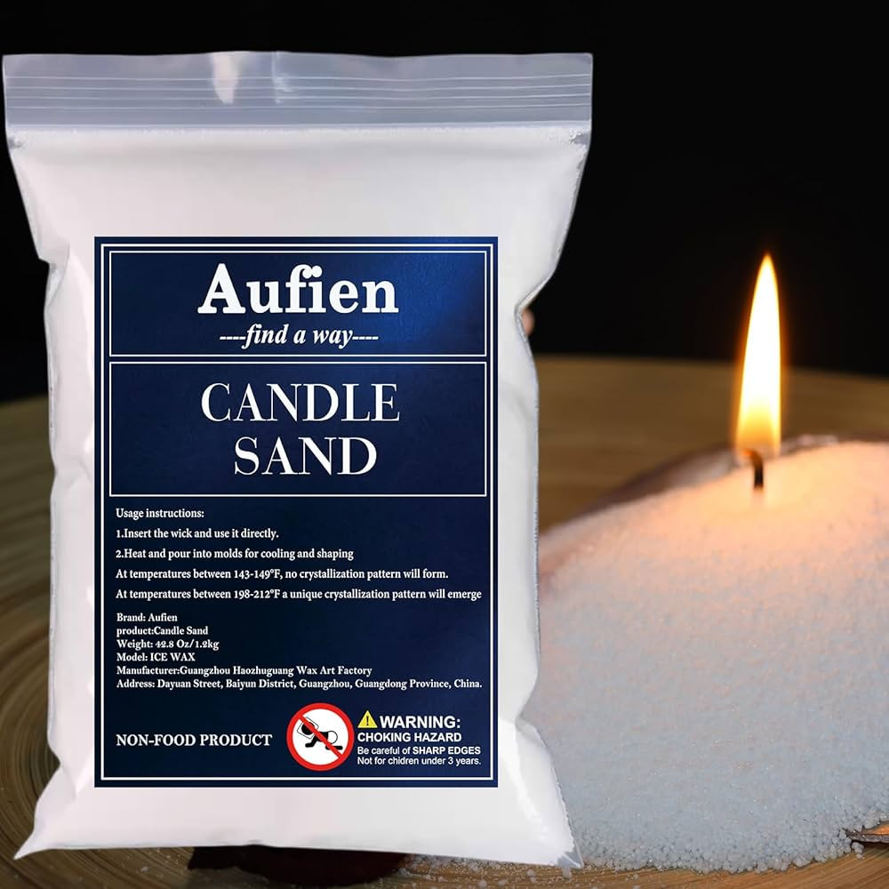 Aufien Pearled Candle 42.8 Oz,Refillable Candle Sand Wax Unscented Non Toxic, Lasting Powder Cand... | Amazon (US)