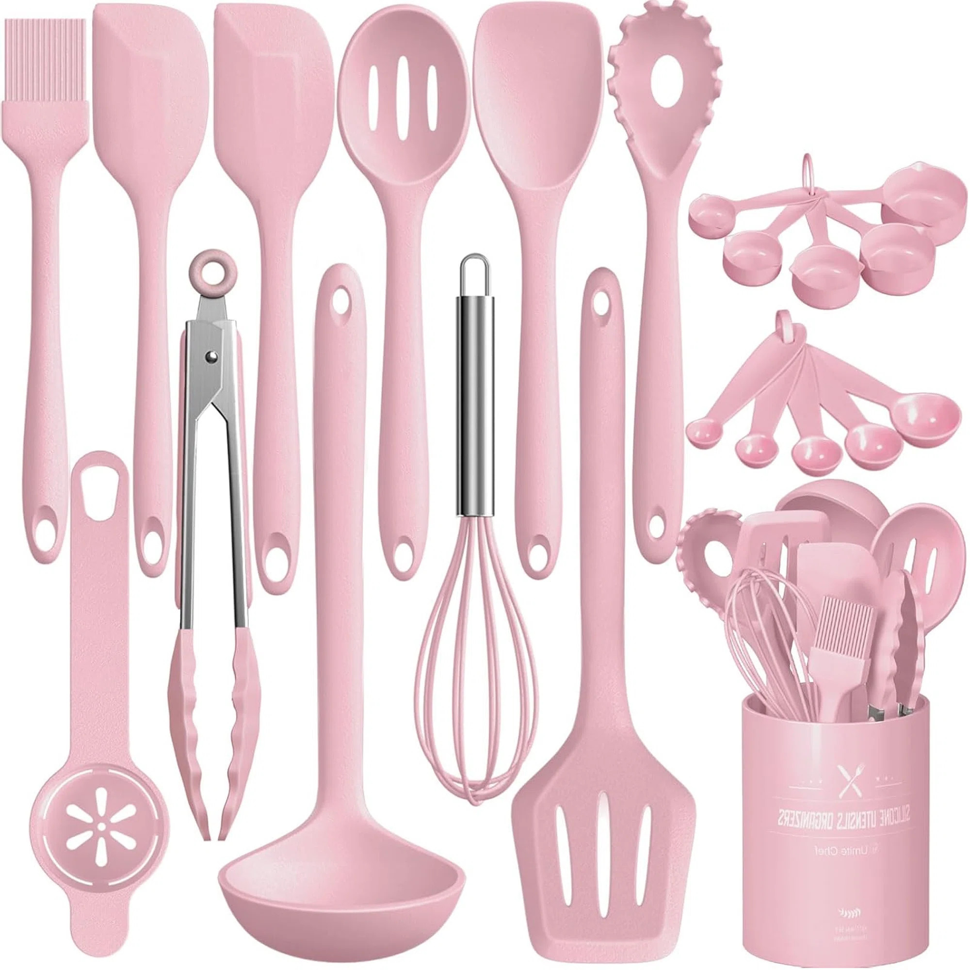 22 Pcs Silicone Cooking Utensil Set, Kitchen Utensils Set, Pink | Wayfair North America