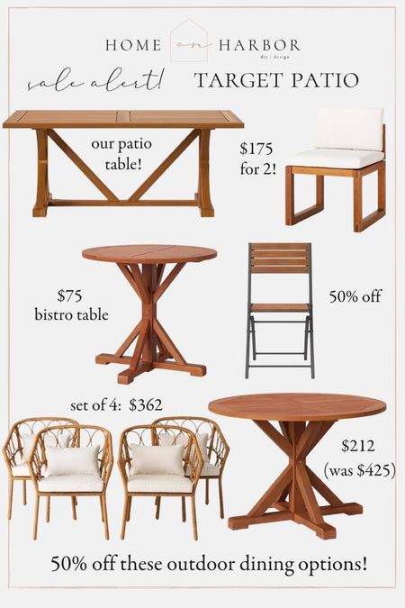 Gorgeous patio dining furniture is FIFTY percent off at target! We have the dining table and it’s such a classic! 

#LTKhome #LTKsalealert #LTKSeasonal