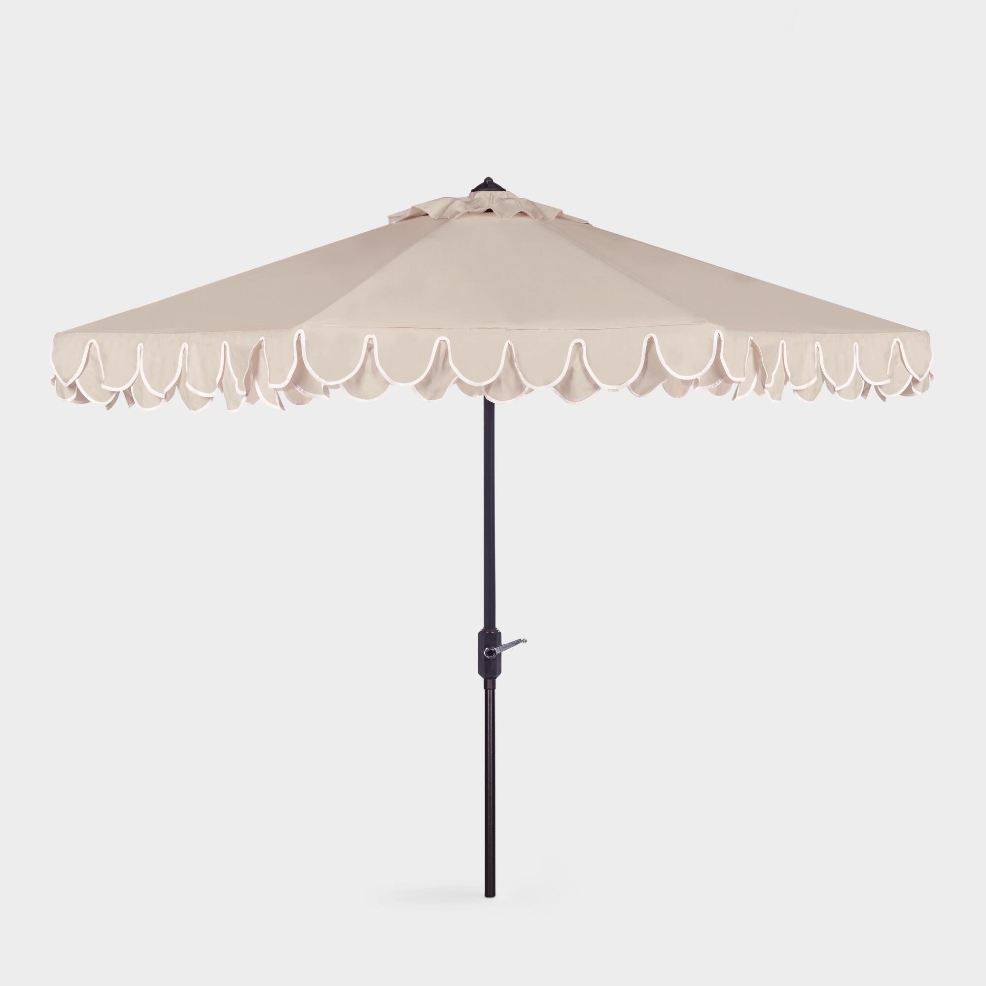 Natural Double Scallop 9 Ft Tilting Outdoor Patio Umbrella by World Market | World Market