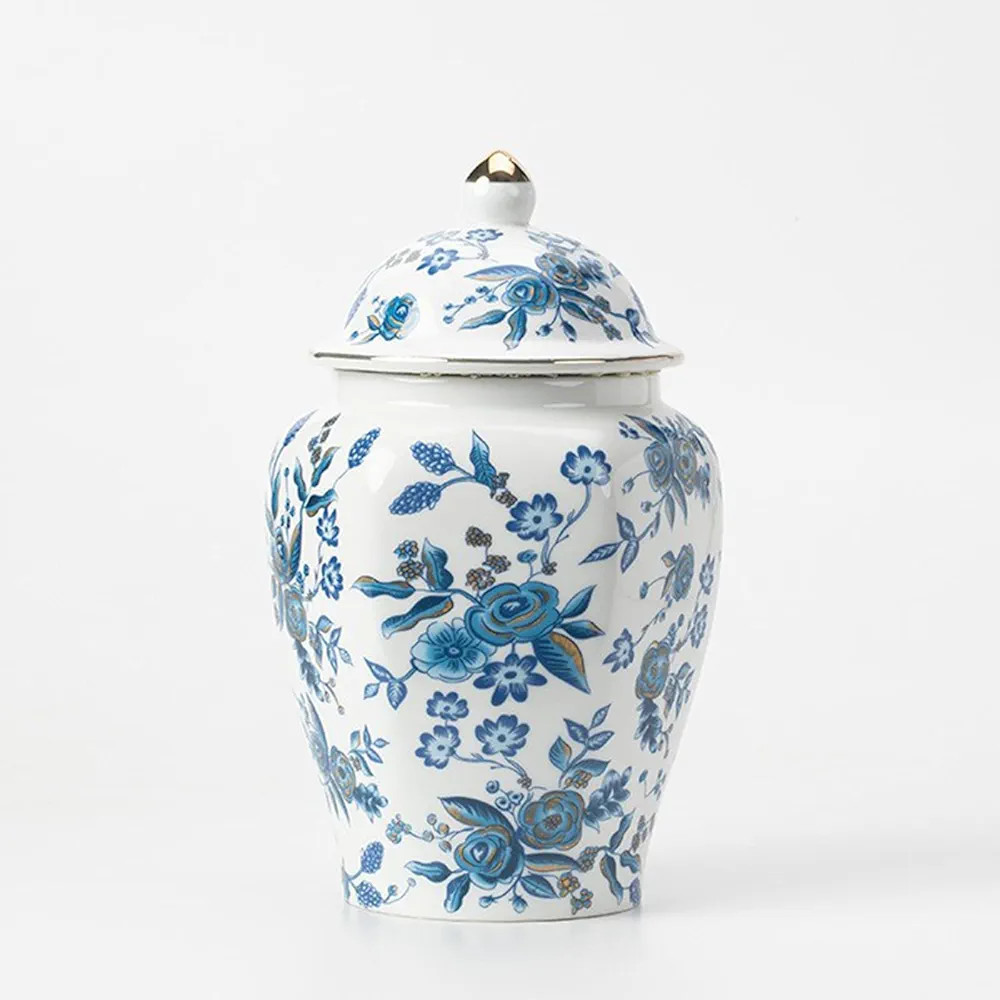 fanquare Porcelain Tea Canister for Loose Tea Vintage Chinese Blue Hexagonal Orchid Style Airtigh... | Amazon (US)